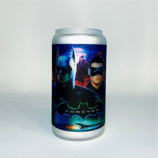 Batman Forever 16oz Frosted Glass w/ lid & straw