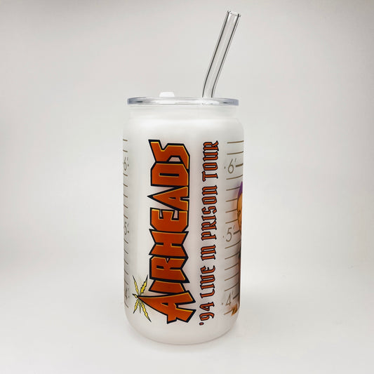 Airheads - 16oz frosted glass w/ lid and straw